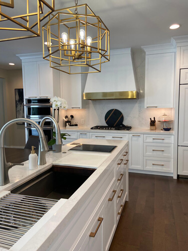 Kitchen island of a courtyard ranch home