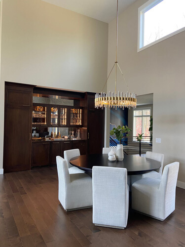 Dining area of a courtyard ranch home