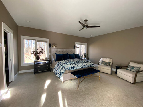 Master bedroom of a courtyard ranch home
