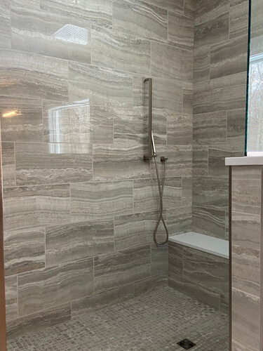 Bathroom shower of a courtyard ranch home