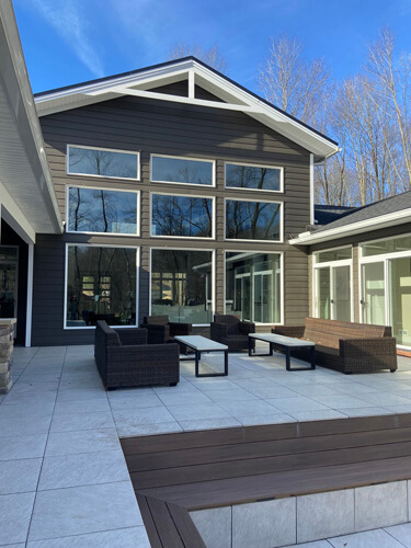 Back patio of a courtyard ranch home